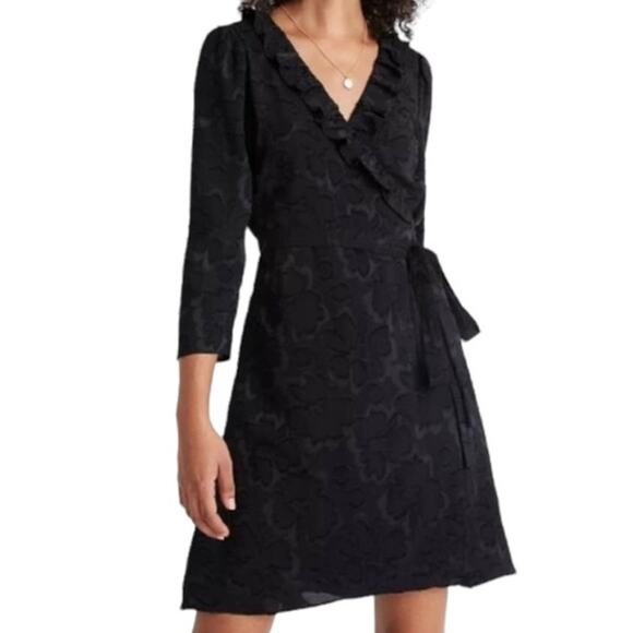 New ~ MADEWELL ~ Comfy Button Wrap Dress~Sz PM ~ Gorgeous! Black~ - Picture 1 of 8